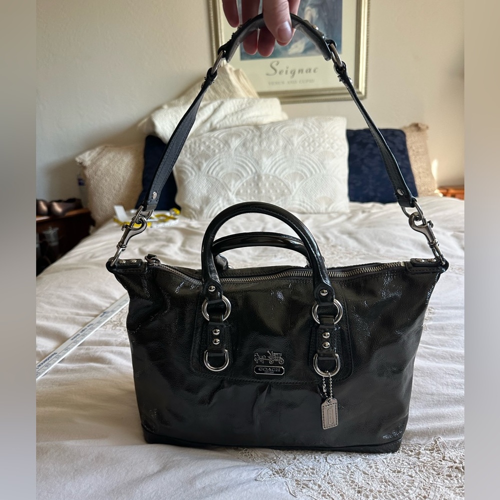 ❤️COACH Madison Sabrina Olive Green Patent Leather, CO969-14178- - Picture 2 of 10
